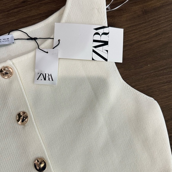 Zara White Sleeveless Sheath Blouse Wedding Guest - Picture 4 of 4